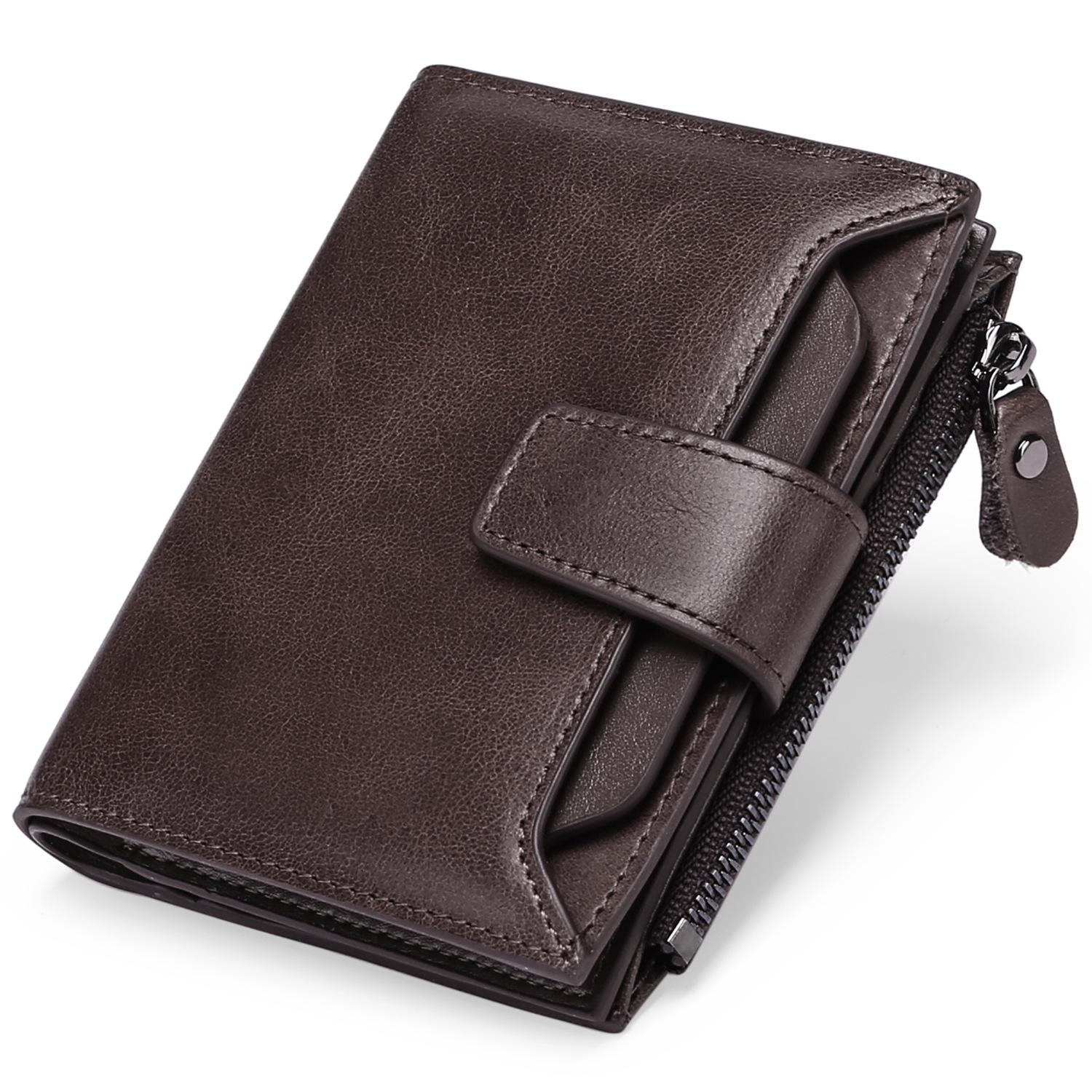 Men's Short Leather Wallet Top Layer Color Cowhide Korean Style Fashion Casual Wallet Driver's License Wallet