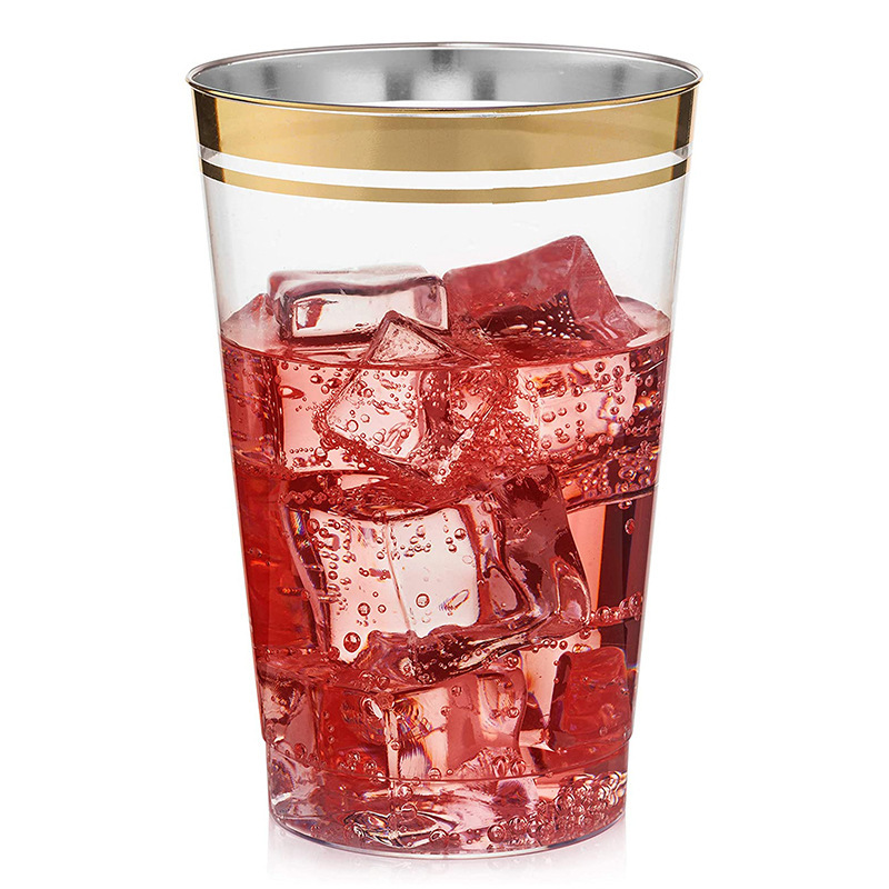 金の縁のプラスチックのワインのコップのジュースのコップのパーティーのコップの食器|undefined