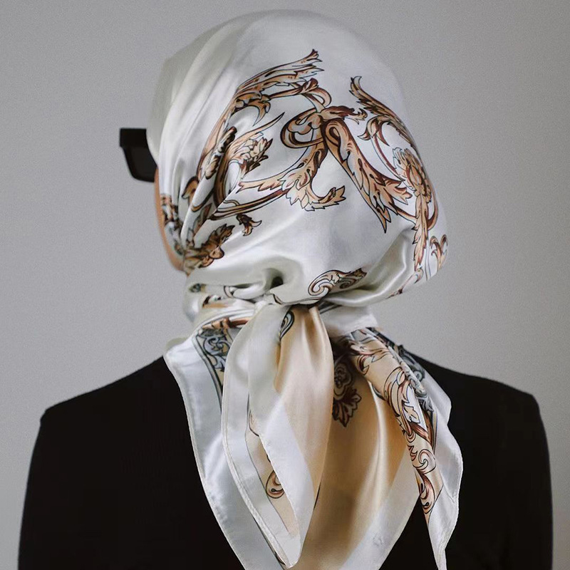 Tudung bawal малайский 90 см большой квадратный шарф Шелковый шарф с атласным принтом трансграничная поставка