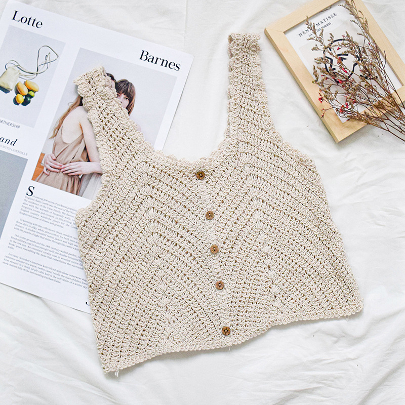 Solid Color Round Neck Sleeveless Knitted Short Horse Clip Sling Women's Korean Style Inner Wearing Outer Wearing Knitted Sweater Vest for Women