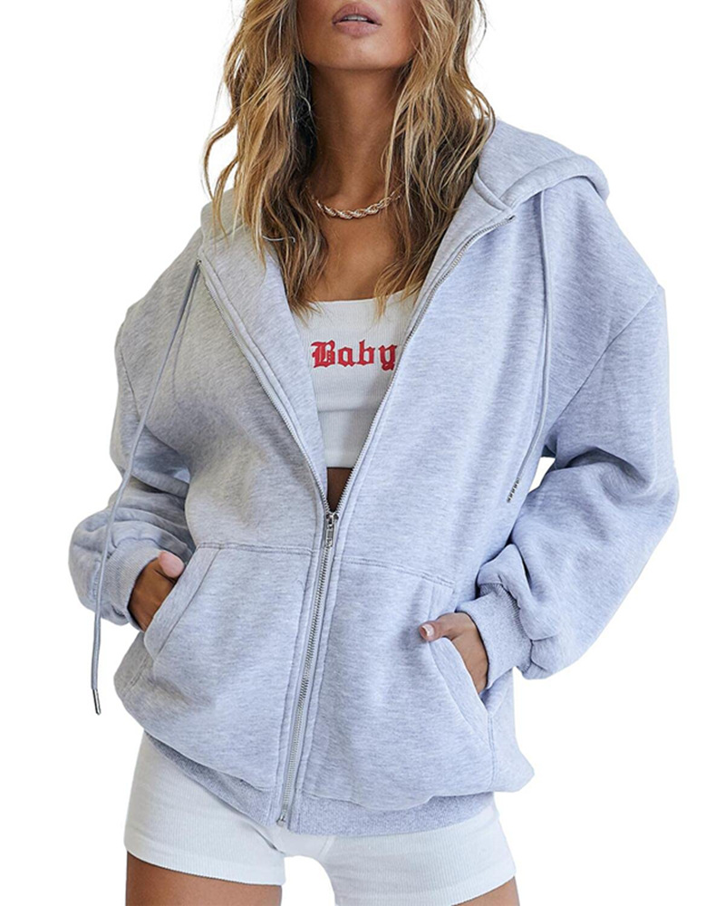Cute hoodies for women teen girls autumn jacket oversized sweatshirt casual drawstring clothes zipper Y