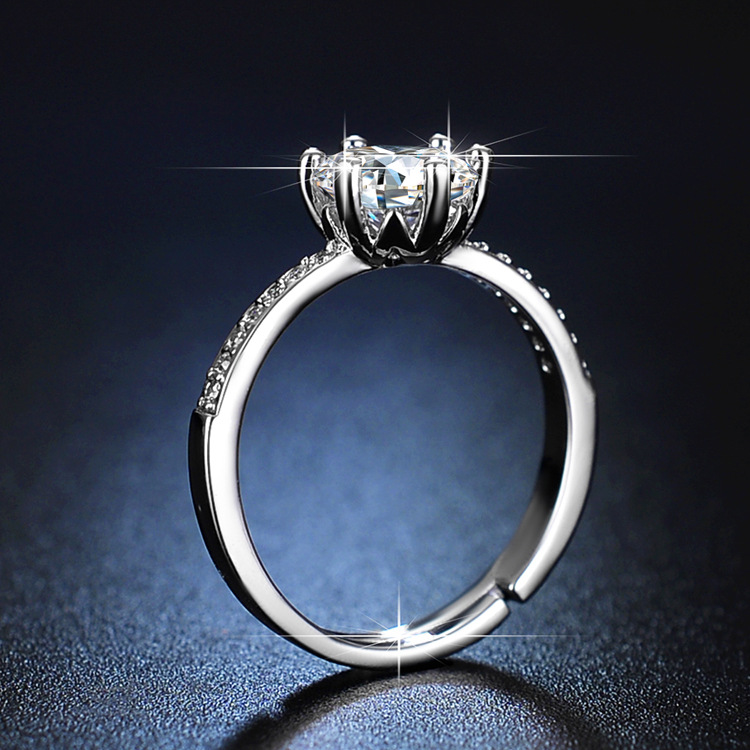 Cross-border accessories simulation moissanite ring women's jewelry micro-inlaid six-claw diamond ring fast hand supply hot selling manufacturers wholesale
