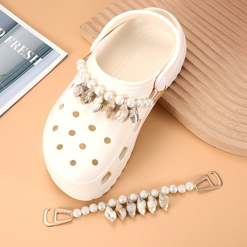 Croc Hole Shoes Accessory Pearl Resin Glitter Chain DIY Removable Chain Garden Shoes Shoe Clips Xiaohongshu