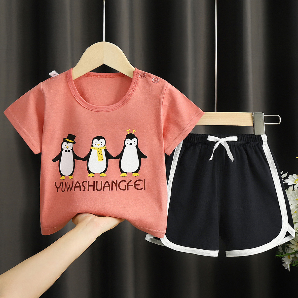 2023 summer 0-5 years old children's short-sleeved suits boys and girls T-shirt shorts infants and young babies thin clothing manufacturers wholesale