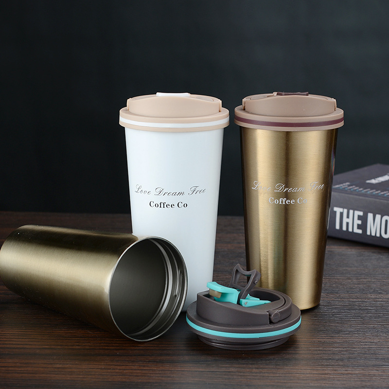 European Creative Portable Coffee Cup 304 Stainless Steel American Portable Coffee Cup Car Portable Coffee Cup