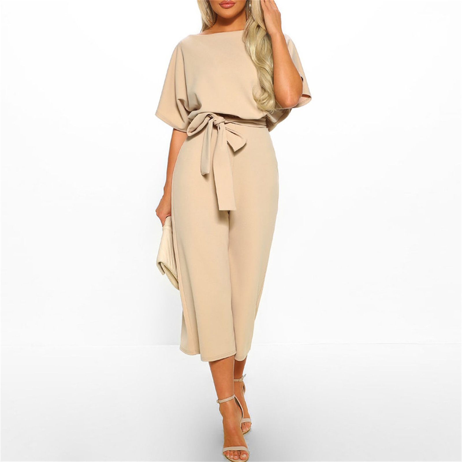 Cross-border spot 2023ebay Amazon new autumn and winter fashion bat long sleeve lace-up one-piece trousers women
