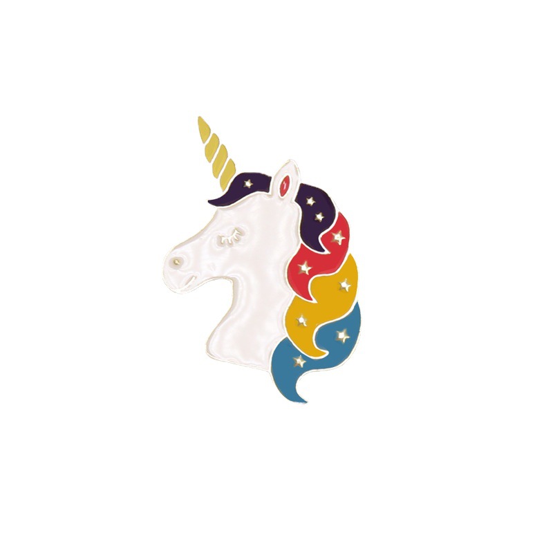 New Cartoon Unicorn Japanese Cute Brooch Light-proof Brooch Buckle Women's Shirt Collar Accessories All-match Trinkets