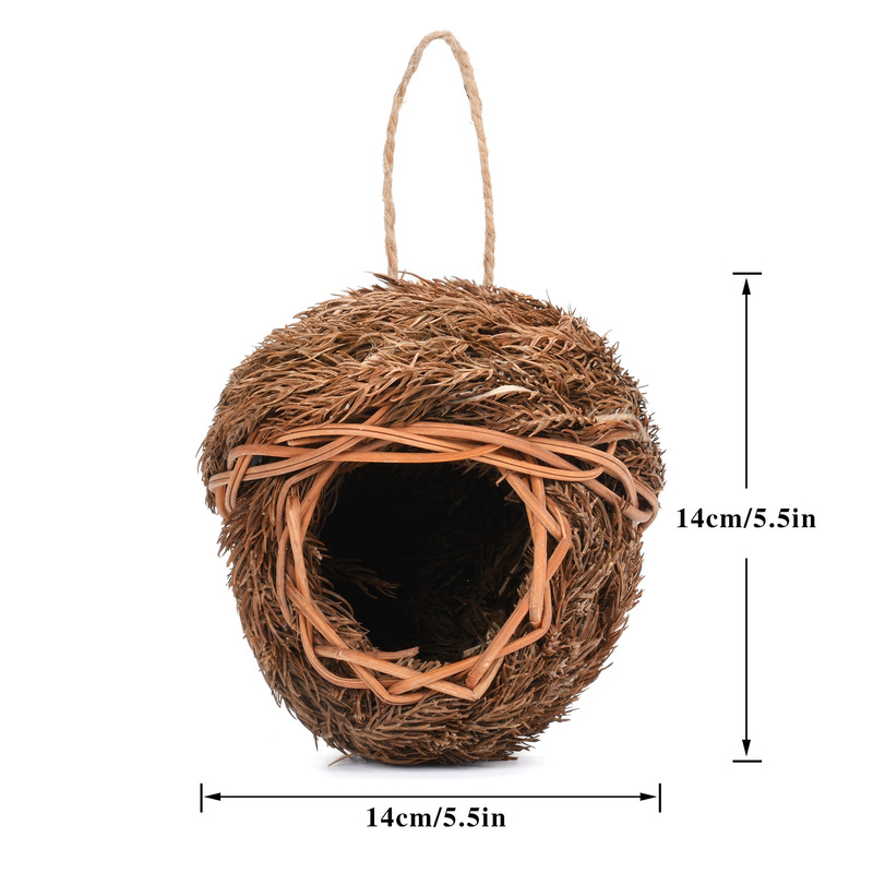 手作り織松葉鳥の巣草屋根クリエイティブバードハウスペット用品庭の装飾ケージ|undefined