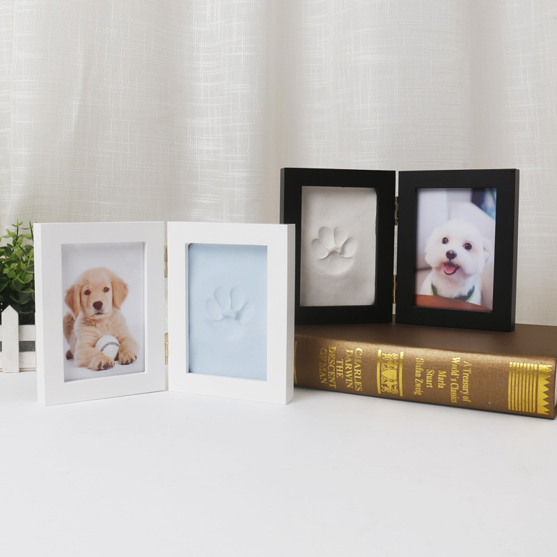 Dog Paw Print Cat Paw Print Commemorative Ink Pad Photo Frame Solid Wood Ornaments DIY Pet Souvenir Supply Batch Factory