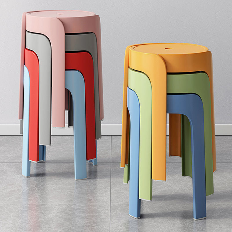 Plastic Stool Household Thickened Stackable Round Stool Simple Modern Windmill Stool Living Room Dining Table High Chair Wholesale
