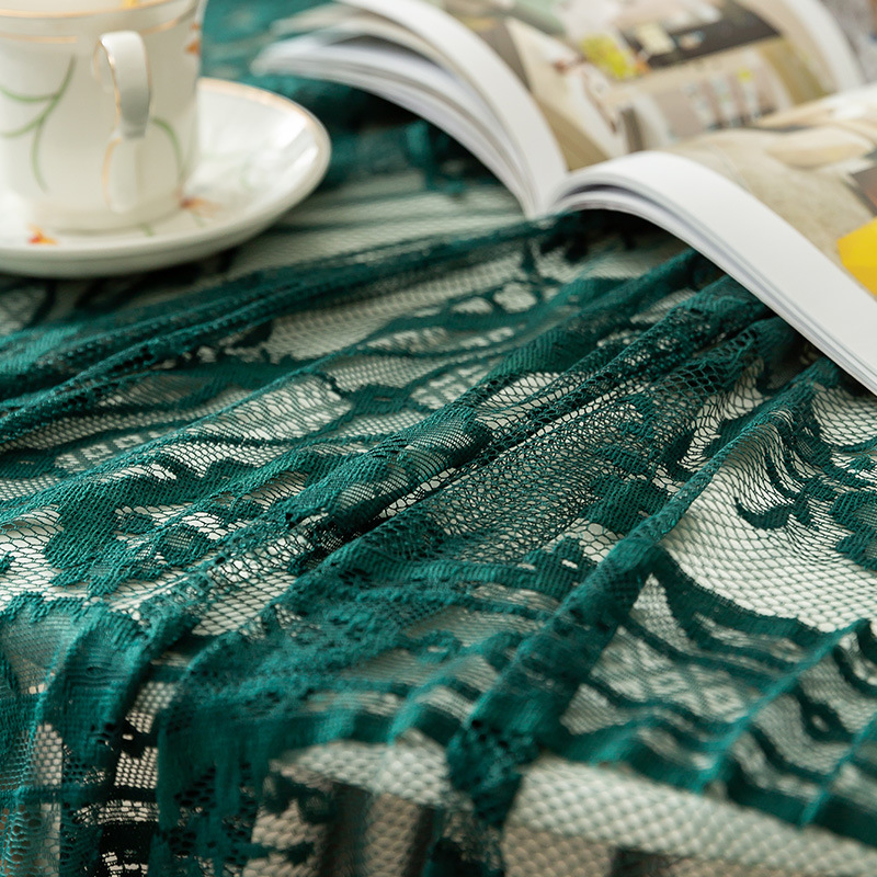 Cloth dad factory spot American ins style wedding Party vintage dark green lace hollow round tablecloth tablecloth