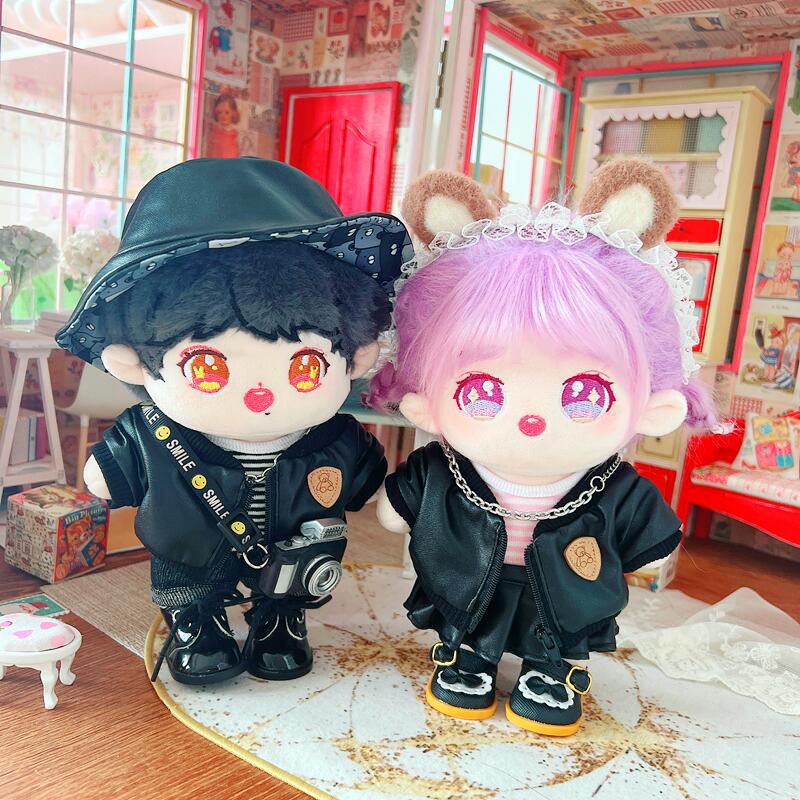 20cm-cotton-doll-clothes-star-doll-nude-leather-rod-dress-strap-dress-normal-body-plump-body-cotton-toy