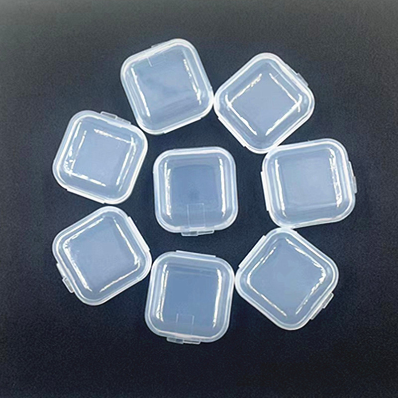 Plastic earplug box flip conjoined jewelry packaging electronic hardware transparent decorative small square box pp plastic box