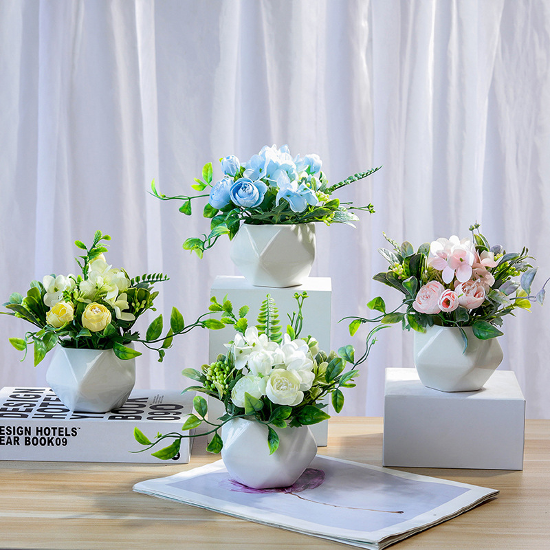 Északi egyszerű geometrikus művirágdíszek nappali étkezőasztal cserepes növénydíszek otthon zöld növény bonsai virágdíszek_voghion.com