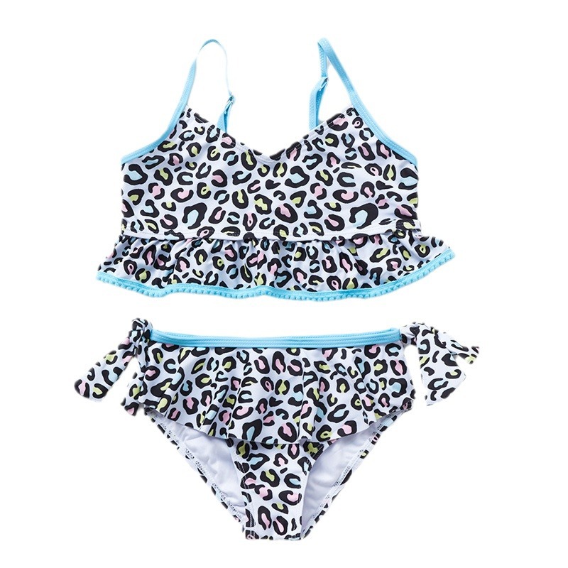 Children's swimsuit leopard print girls' two-piece swimsuit swimming beach