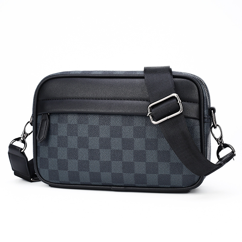 Men's messenger bag new all-match Fashion Bag commuter men's bag plaid bag casual all-matching bag men's cross-border wholesale