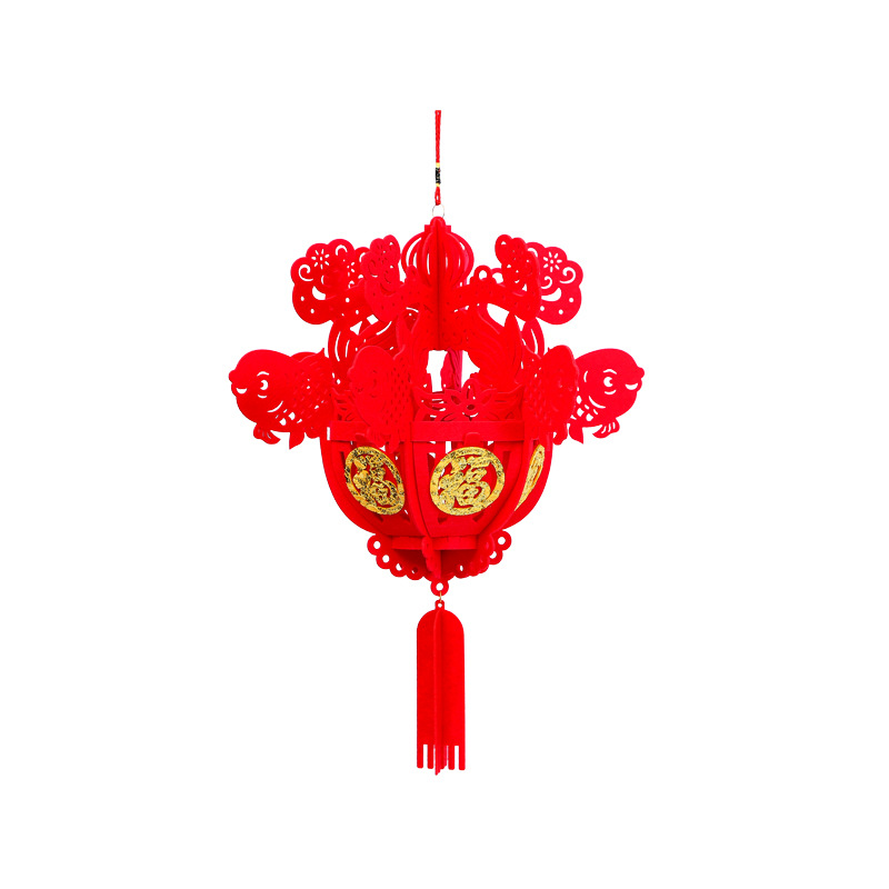 New Felt Lantern Pendant Decorative Fu Character Hydrangea Spring Festival New Year Non-woven Fabric Decorative Felt Lantern Wholesale