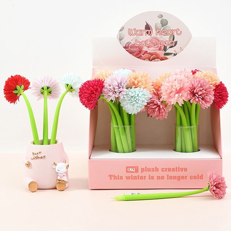 Creative Flowers Gel Pen Soft Silicone Shaking Pen Pen Girl's Heart Gift Pen Creative Writing Stationery Brush Pen