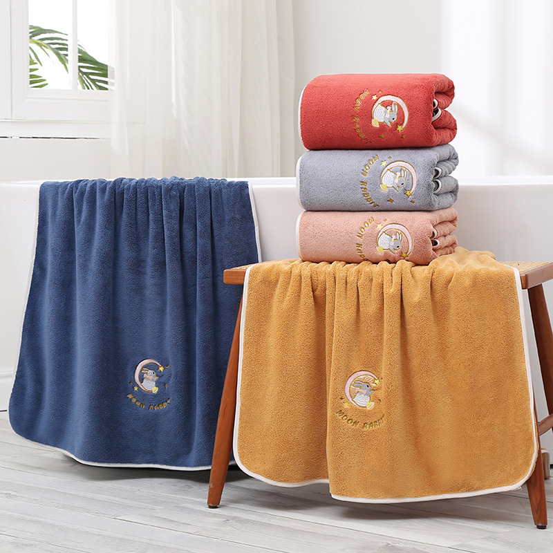 Embroidered Rabbit Patterned Towel Set Wholesale Microfiber Household Soft Hotel Towels Bath Towels Gift Set