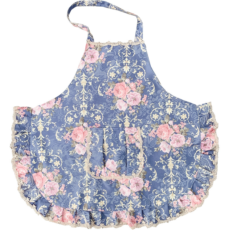 Women's Fashion Kitchen Korean-style Floral Apron Oil-proof Waterproof Cute Household 23 Cooking Western Style Pastoral Overalls