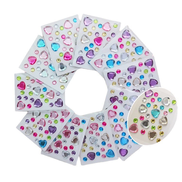 Cross-border Colorful DIY Diamond Sticker Accessories Acrylic Diamond Sticker Mini Star Love Gem Sticker