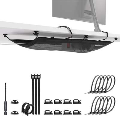 Desk bottom set wire finishing kit cable manager under the table net bag wire storage finishing Winder