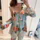 2023 new European and American color home dress nightgown three-piece fashion comfortable lace pajamas set Wholesale