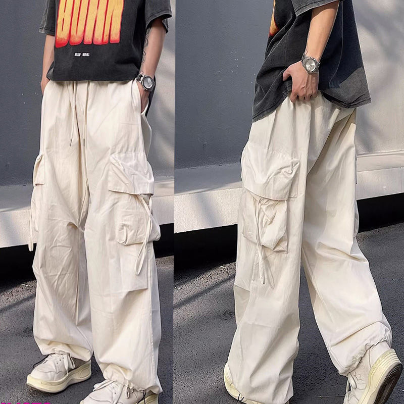 American-style Retro Overalls Men's and Women's Paratroopers Spring and Summer Loose Wide-leg Casual Personalized Trendy Straight-leg Straight Pants