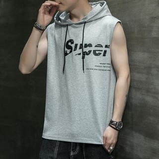 Summer Thin Vest Men's Hooded ins Sleeveless T-Shirt Loose Men's Clothes Sports Waistcoat Outer Waistcoat Inner Waistcoat