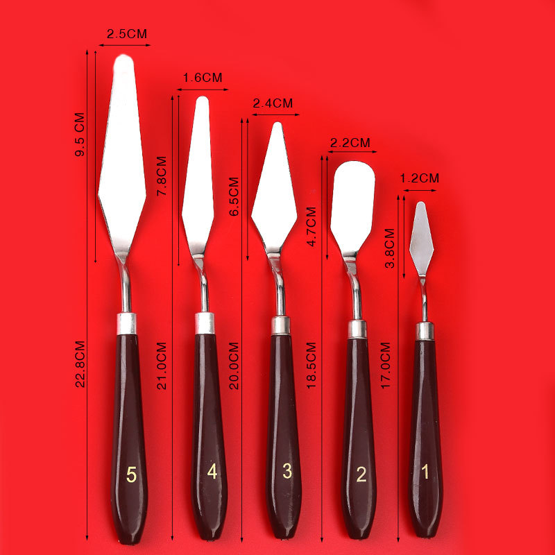 Art oil painting knife new stainless steel color palette scraper gouache pigment scraper 5-piece set foreign trade cross-border supply