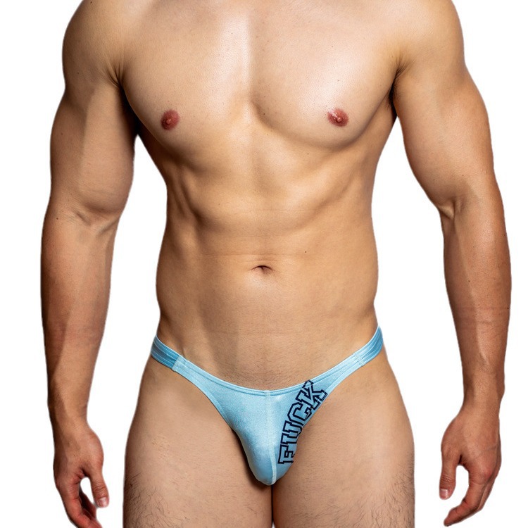 D.M men's underwear low waist sexy trendy letters fashion small triangle youth polyester breathable tight excitation convex thin edge