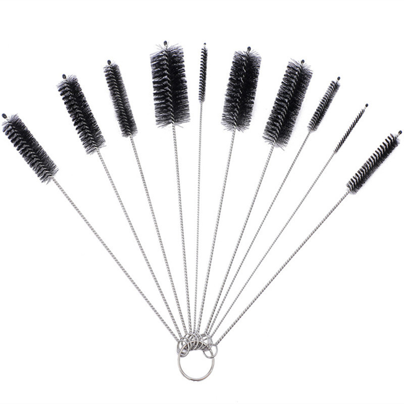 Cross-border stainless steel suction pipe brush 10-piece test pipe brush nylon cleaning brush suit pipe gap brush many specifications now