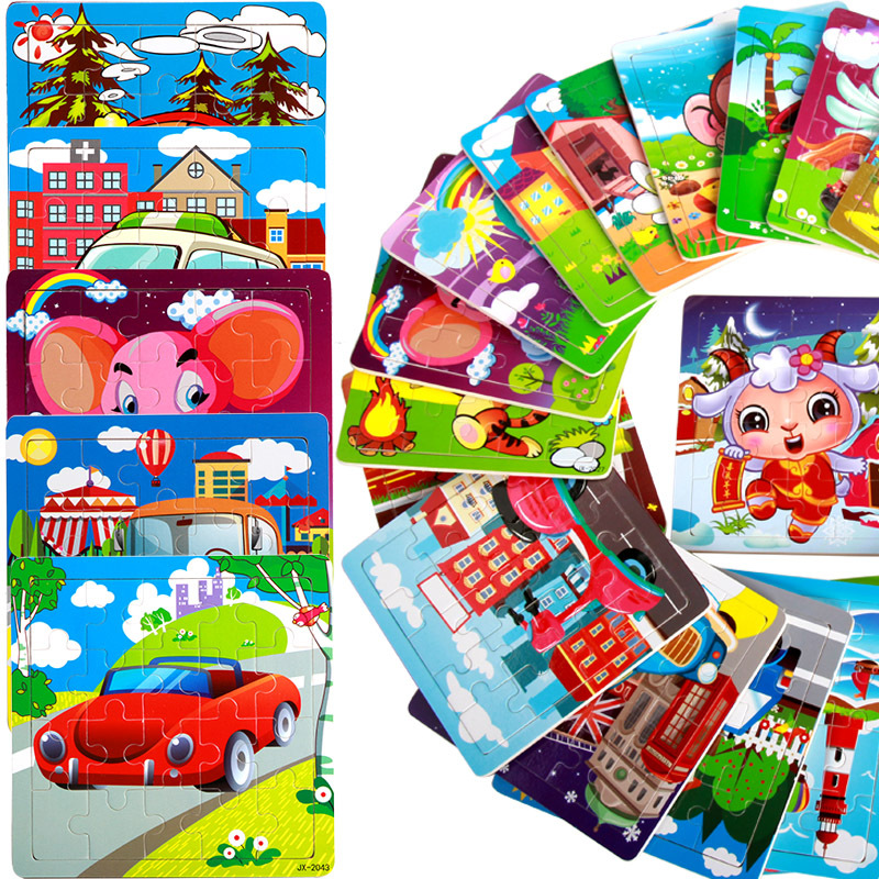 20 pieces of animal jigsaw puzzle infant early childhood education puzzle to cultivate children's cognition of animal transportation