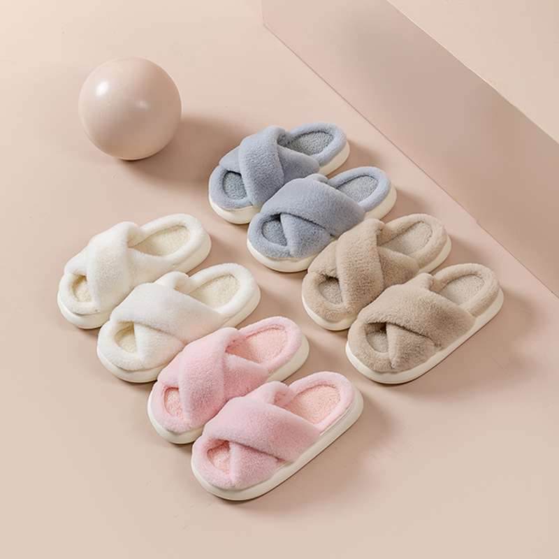 Mao Mao slippers women's autumn and winter wear non-slip indoor thick bottom home furry moon cotton slippers open winter