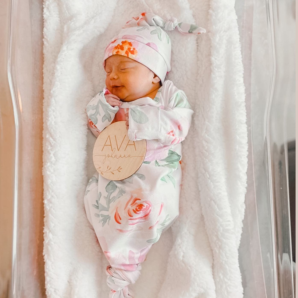 Cross-border Newborn Knot Nightgown Baby Sleeping Bag Printed Baby Anti-convulsion Fishtail Sleeping Bag Two-piece Set
