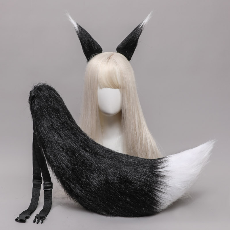 One-piece hand-made plush Fox ear Wolf ear hairpin Wolf Tail Fox tail jewelry beast ear tail headdress accessories suit