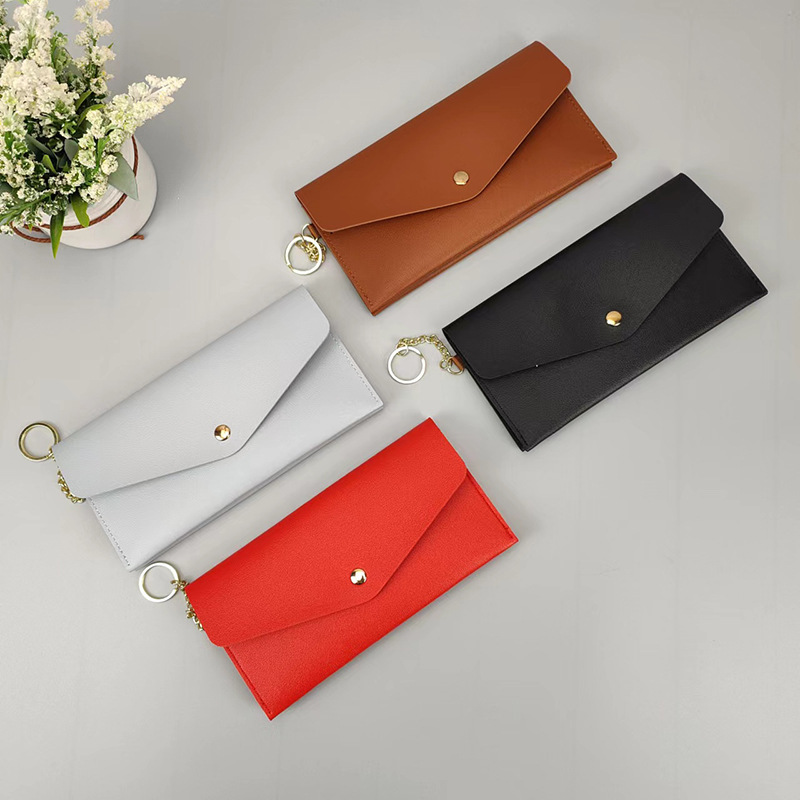 New Portable Women's Long Wallet Women's Hand Wallet Multi-Card Snaps Fashion Mobile Phone Bag Solid Color All-Match_voghion.com