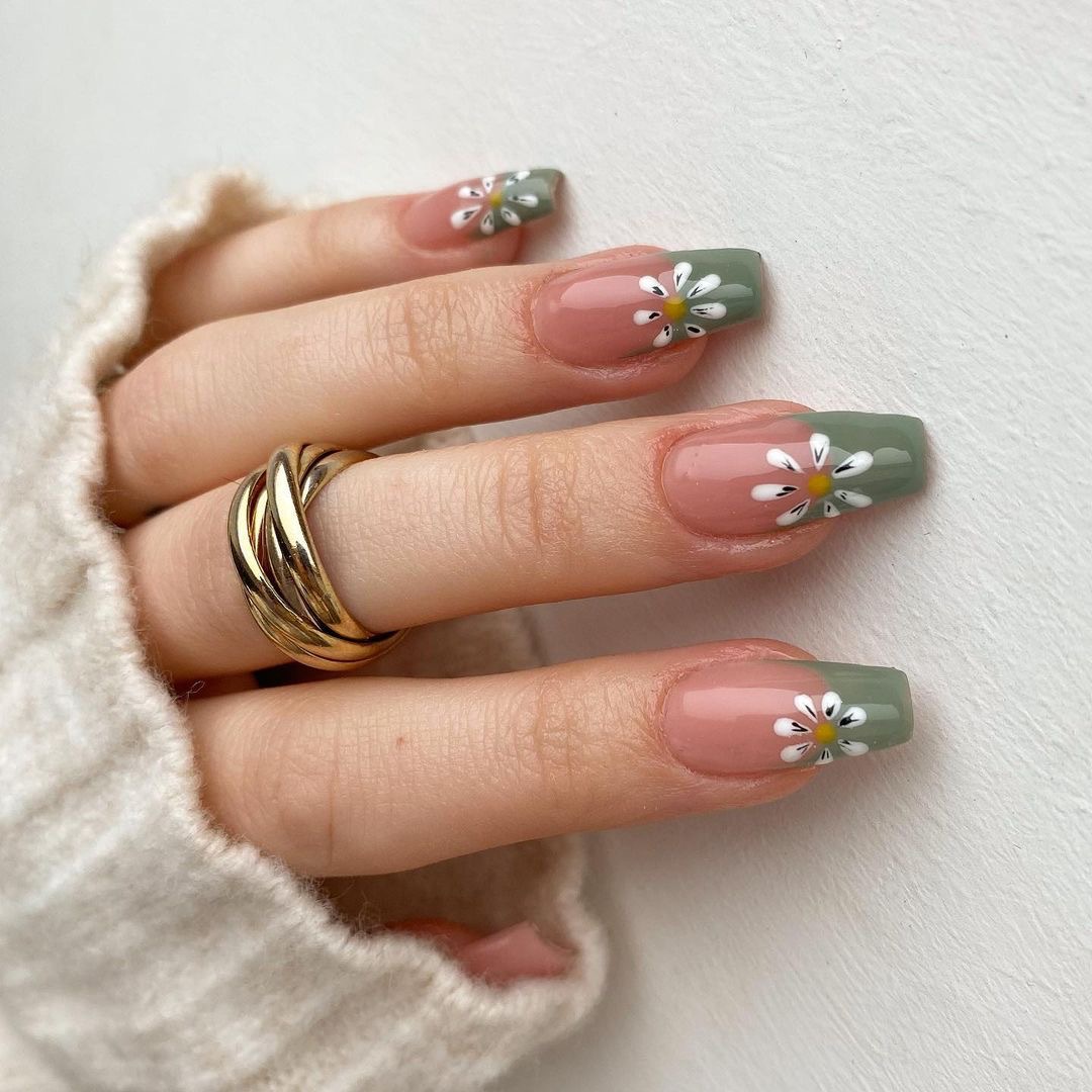 田園系列美甲法式穿戴甲清新小花甲片nails跨境美甲甲片批發指甲