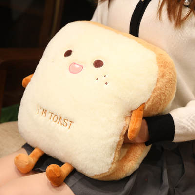 Winter disposable pillow wholesale creative toast hand warmer student sleeping pillow nap plush hand warmer pillow