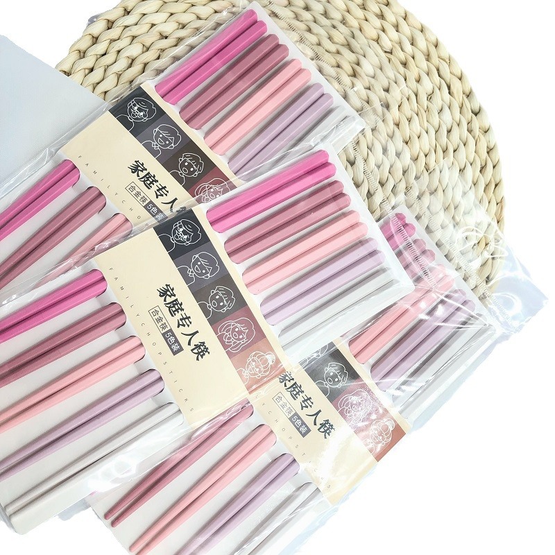Hexagonal Chopsticks Macaron Chopsticks Internet Celebrity ins Morandi Chopsticks High Beauty Value Girl Powder High Temperature Resistant Alloy
