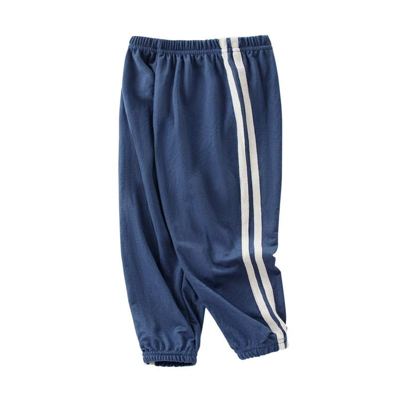 2024 Summer Children's Loose Casual Ice Silk Casual Trousers Big Boy's and Boy's Sidebar Leg Trousers
