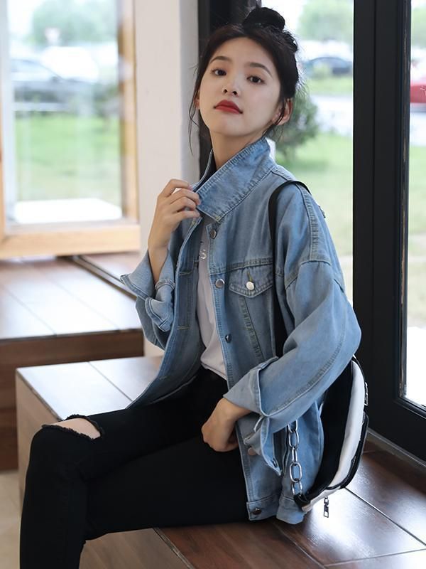 Denim jacket for female students, Korean version  new spring and autumn loose and versatile, small, trendy, Internet celebrity, summer