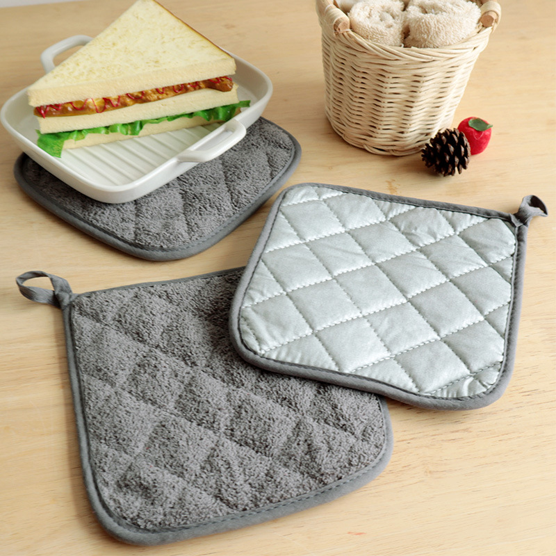 Terry cloth heat insulation pad coated with silver cloth heat insulation pad plate pad microwave oven gloves pot pad plain heat insulation pad