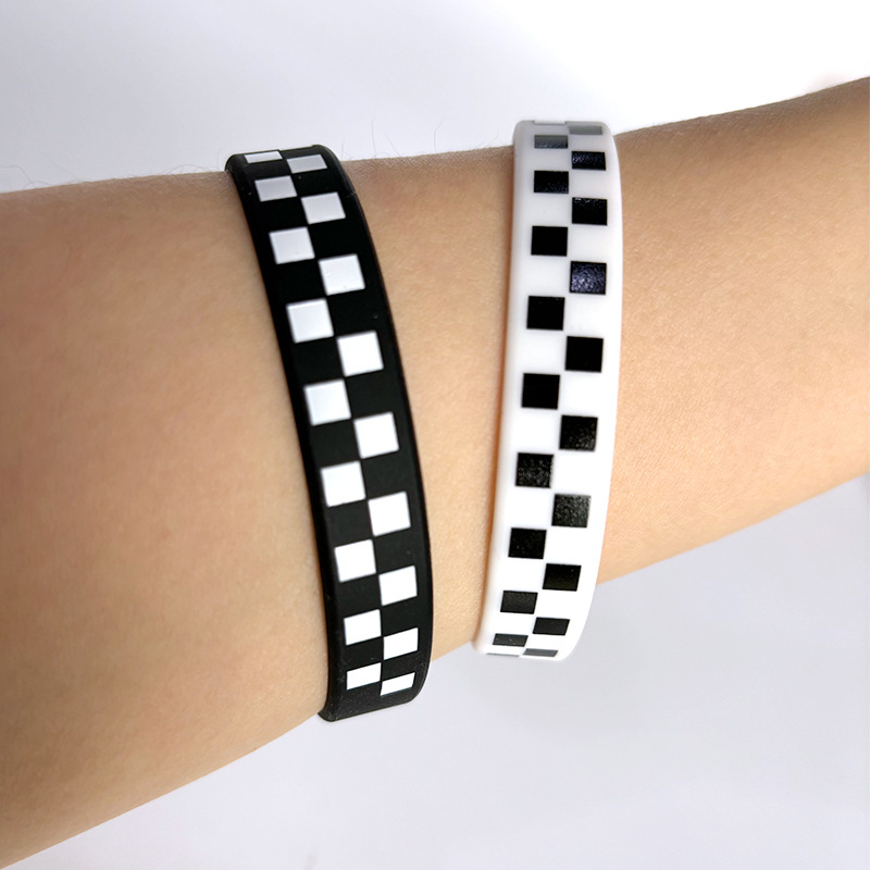 Cross-border Classic Black and White Plaid Bracelet Grid Bracelet Race Flag Bracelet Racing Sports Bracelet