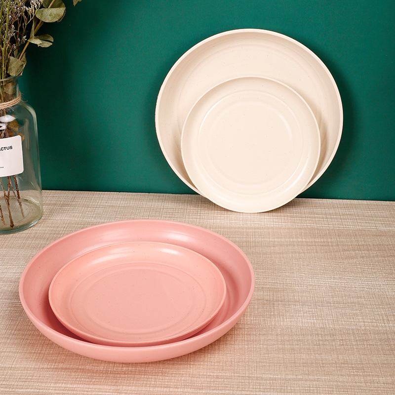 Wheat Straw Disc Household Plastic Fruit Dish Fiber Vegetable Snack Dessert Dessert Large Dinner Plate