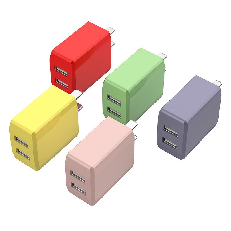 3C certified macaron color 2A adapter mobile phone charger for Apple Android USB dual-port fast charging head