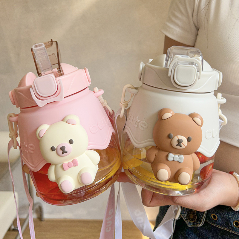 Big belly straw cup large capacity female student children's water cup with filter net tea compartment male Kettle tea separation