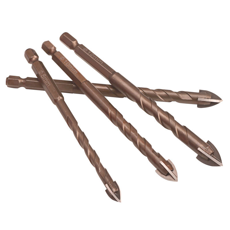 Ceramic Tile Cross drill all-ceramic electric drill special four-edge overlord drilling concrete alloy Triangle drill 6mm