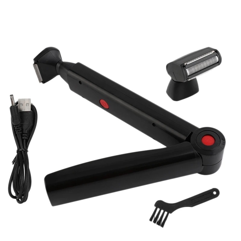 Cross-border new long handle men's back shaver folding telescopic back shaving knife charging body hair trimmer