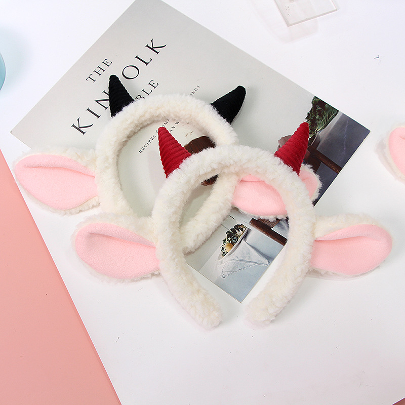 Cute little sheep horn headband plush sheep ears headband Internet celebrity photography children's holiday performance cartoon headdress cross-border